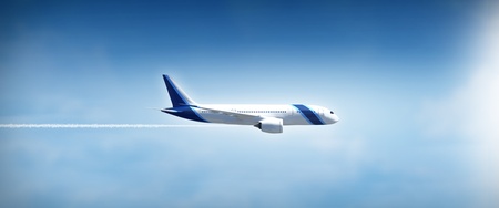 Airbus shape silhouette flying in sunny day の写真素材