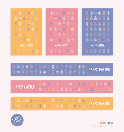 Happy Easter cards and banners. Minimalist design. Pastel colors graphic vector illustration. Eps. Simple and clean.のイラスト素材