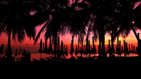 Sunset at tropical beach in Thailand 2の写真素材