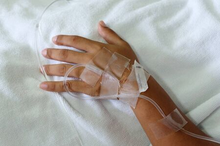 Hand sick to the salt water. on the hospitalのeditorial素材