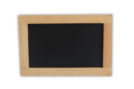 Blackboard with wooden isolated on white backgroundの写真素材