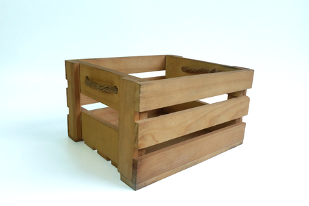 Wooden box isolated on white backgroundの写真素材