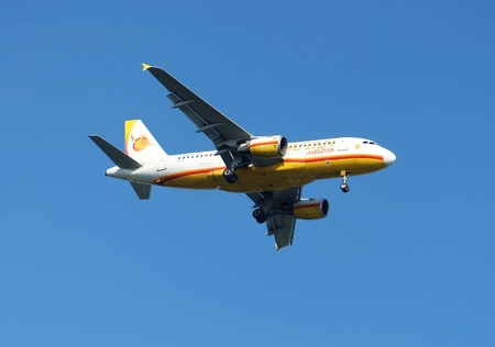 Bangkok, Thailand - March 4, 2018 : Bhutan Airlines Airbus A319 Passenger plane takes off from Suvarnabhumi Airportのeditorial素材
