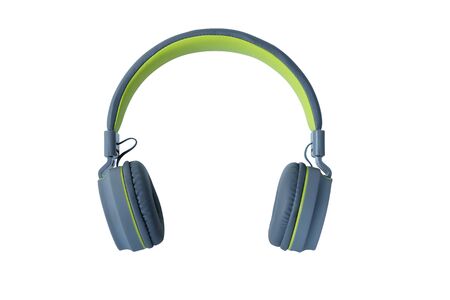 Pastel color headphones isolated on white background, Modern electronic gadgets.の写真素材