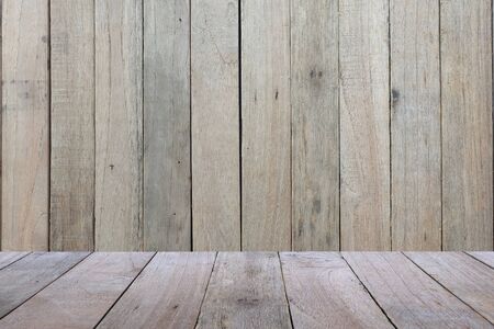 Old wooden table and empty front, Empty space place a product, Vintage wooden background, texture with natural wood pattern for designの写真素材