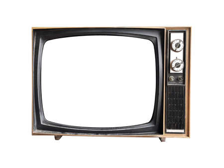 Classic Vintage Retro old television with dusty isolated on white backgroundの写真素材