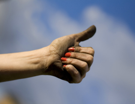 Dirty hand after workの写真素材