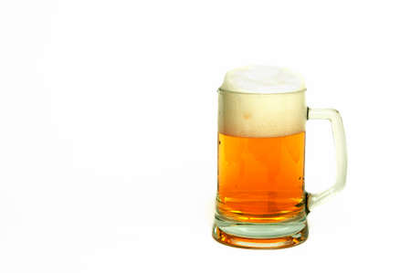 Mug of beer isolated on a white background with copy space.の写真素材