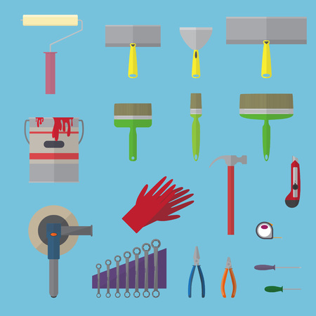 Set of finishing tools vector illustration in flat styleのイラスト素材