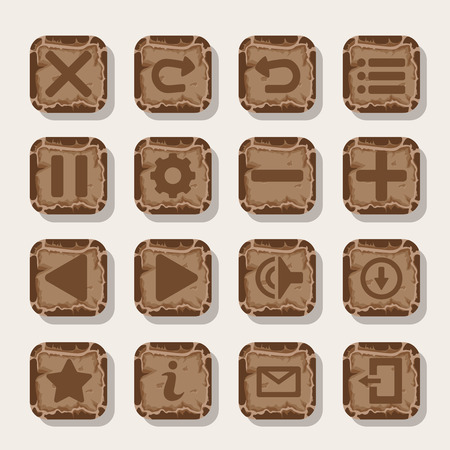 Set of rock, stone icons for game. Mobile app vector icons template.のイラスト素材