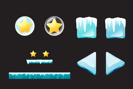 Wooden screen template with gui elements, progress bar. Design for mobile game, webのイラスト素材
