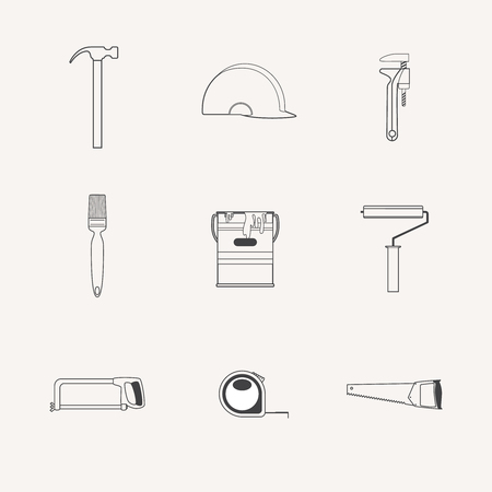Vector collection of house construction and repair icons. Building, construction graphic design. Repair tools.のイラスト素材