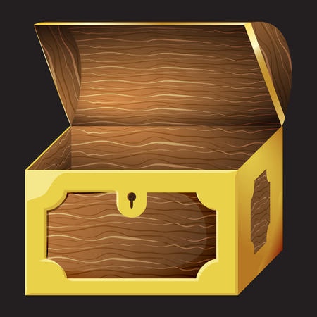 Game icon of chest for gold coins. Gui asset elements collection. Vector illustration isolated on black background.のイラスト素材