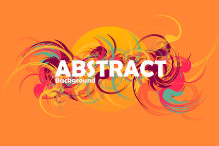 Orange abstract background with colorful elements and sunset effect. Modern minimal greetind card or business corporate cover with summer colorful splashes. Creative carnival and festival brochureのイラスト素材