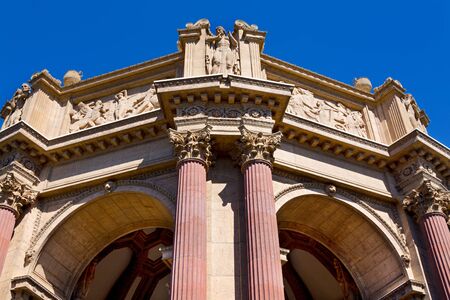 Wide angle shot of the top of the palace of fine arts in San Francisco, California.のeditorial素材