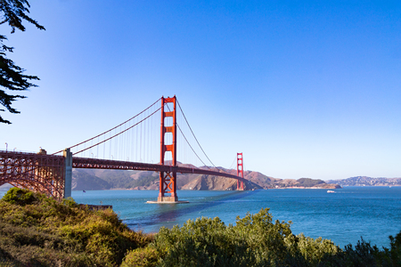 The Golden Gate Bridge from the south in San Francisco, California.の写真素材