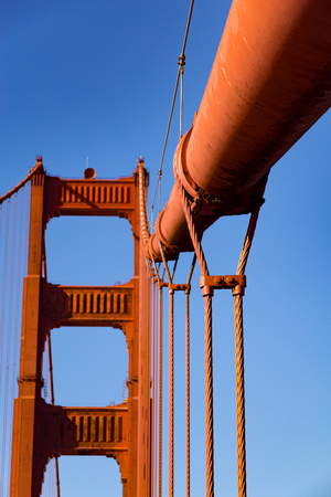 Central tower at the Golden Gate Bridge in San Francisco, California.の写真素材