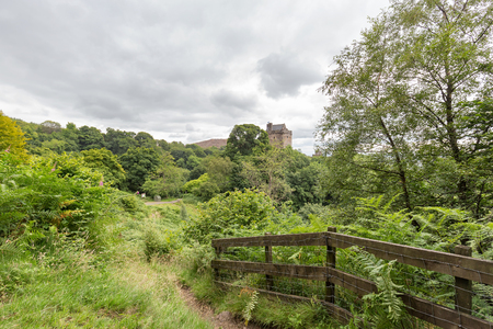 Portrait view of Castle Campbell near Dollar, Scotland.の写真素材