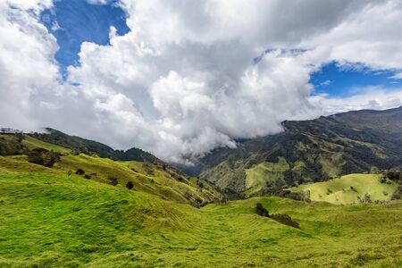 Clouds and pasture land outside of Salento, Colombia.の写真素材