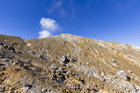 Rocky debri just on the outside of the crater of Mount Egon on Flores Island in Indonesia.の写真素材