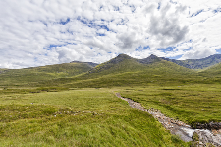 Clouds over the River Cluanie near the Battle of Glen Shiel in Scotland.の写真素材