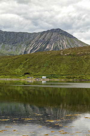 Portrait view of Loch Ainort with Glamaig Mountain on the Isle of Skye in Scotland.の写真素材