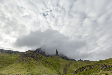 Looking up to the Old man of Storr on the Isle of Skye in Scotland.の写真素材