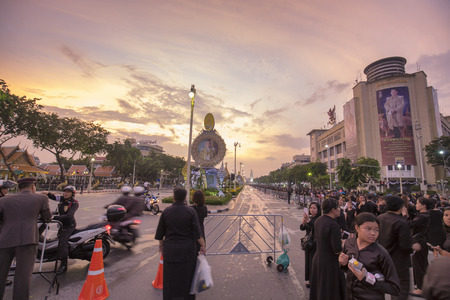 BANGKOK, THAILAND - OCTOBER 26: Unidentified people walk around Ratchadamnoen Avenue for the cremation of Rama 9, the former king in Bangkok, Thailand on October 26, 2017.のeditorial素材