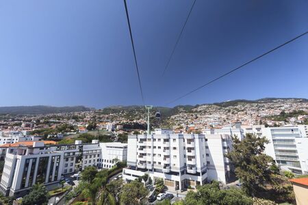 View of Funchal from the cable car that rises above the city on the island of Madeira, Portugal.のeditorial素材