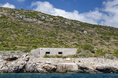 An abandoned bunker along the coastline in Croatia.の写真素材