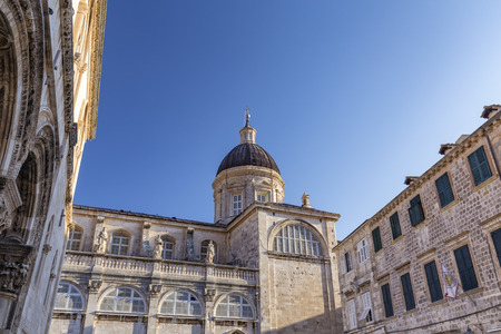 Beautiful afternoon Croatian light hits the Dubrovnik Cathedral.の写真素材