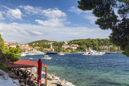 CAVTAT, CROATIA - AUGUST 11: Unidentified people chill out in the afternoon sun in Cavtat, Croatia on August 11, 2016.のeditorial素材