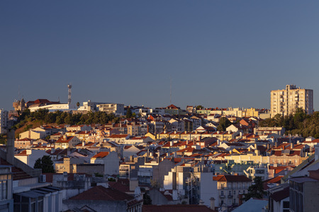 Beautiful view of Lisbon in late afternoon summer sunlight.