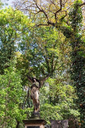PRAGUE, CZECH REPUBLIC - SEPTEMBER 6: Beautiful summer view inside the Olsany graveyard in district three, Prague, Czech Republic on September 6, 2016.の写真素材