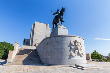 PRAGUE, CZECH REPUBLIC - SEPTEMBER 1: Left side view of the massive John Zizka of Trocnov and the Chalice statue in Prague, Czech Republic on September 1, 2016.のeditorial素材