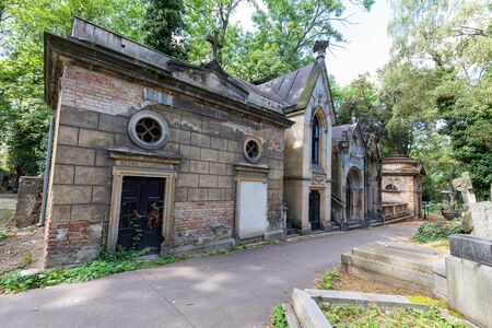 PRAGUE, CZECH REPUBLIC - SEPTEMBER 6: Beautiful summer view inside the Olsany graveyard in district...