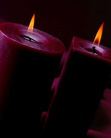 Two candels with flameの写真素材
