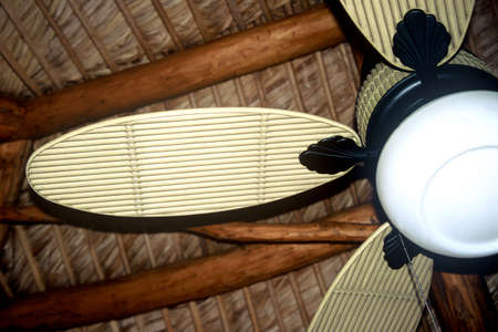 Ceiling Fan in a tiki hutの写真素材