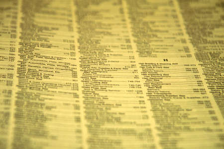 Phone directory open to the letter Hの写真素材