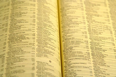  Yellow pages index open and showing bindの写真素材