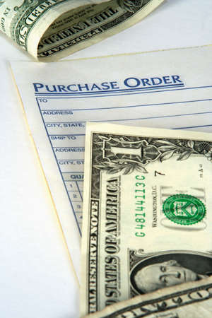 Purchase order with moneyの写真素材