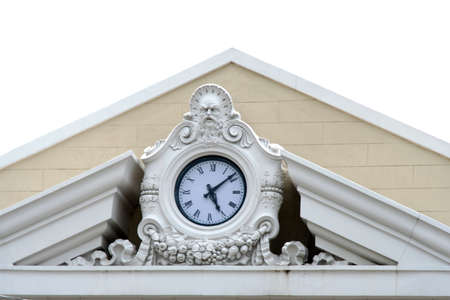 Clock at top of downtown buildingの写真素材
