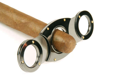 Tip of cigar in cutterの写真素材