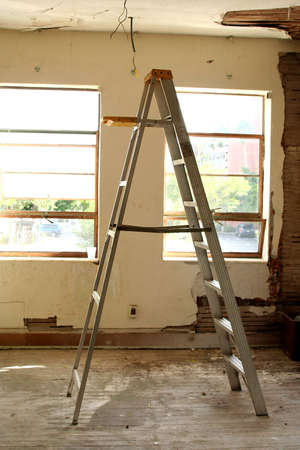 Ladder in a room that is under constructionの写真素材