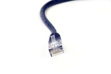 Blue ethernet cable isolated on a white backgroundの写真素材