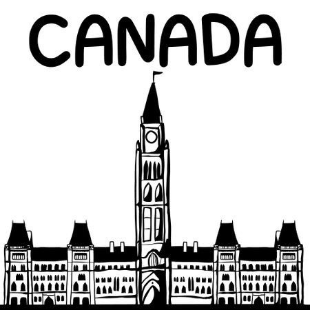 Canadian landmark drawing, vector illustration placed isolated on white background.のイラスト素材