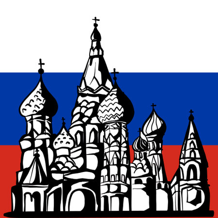 St. Basil's Cathedral building vector illustration, Russia landmark.のイラスト素材