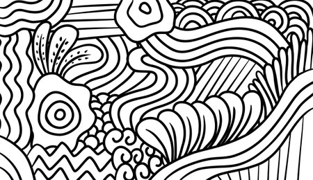 Abstract line drawings, for coloring practice, vector illustrationsのイラスト素材