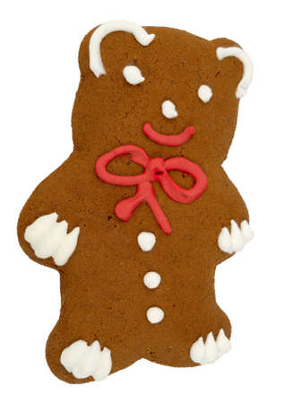 Taddy bear ginger cake isolated on white  