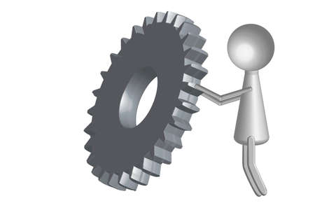 Gear wheel and personage - illustrationの写真素材